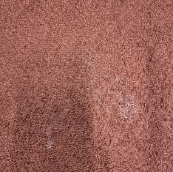 Vintage Rust Diamond Weave Boho Shawl - Oversized Fringe Wrap - AS IS - Picture 3 of 8